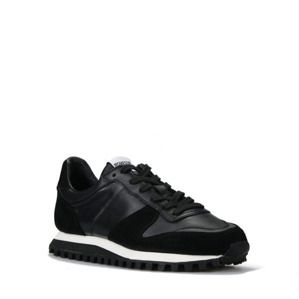 Men's Novesta Marathon Leather Running Shoes Black | W92lQLELGKC